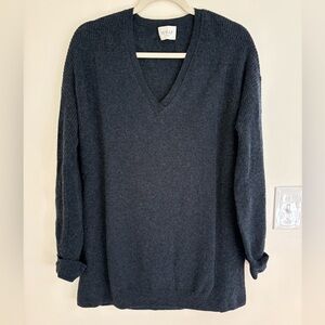 WRAP London 100% Cashmere Sweater | Navy Blue Oversized V-Neck Luxe Knit
